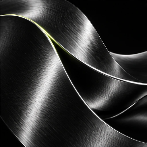 Folded brushed metal with a thin lime line